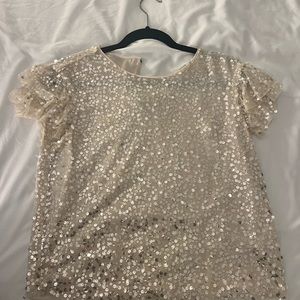 Anthropologie Pamela Sequined Ivory Blouse
